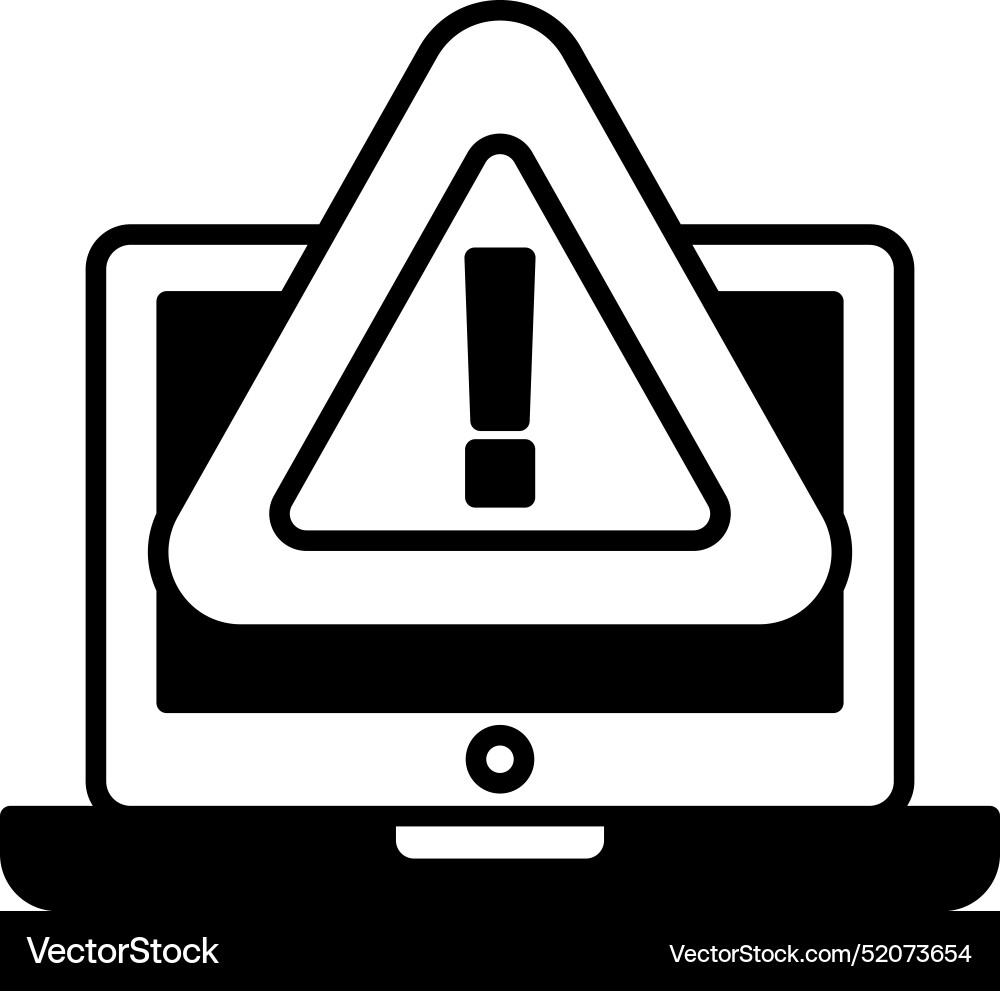 A computer monitor with red triangle A computer monitor with red triangle vector image