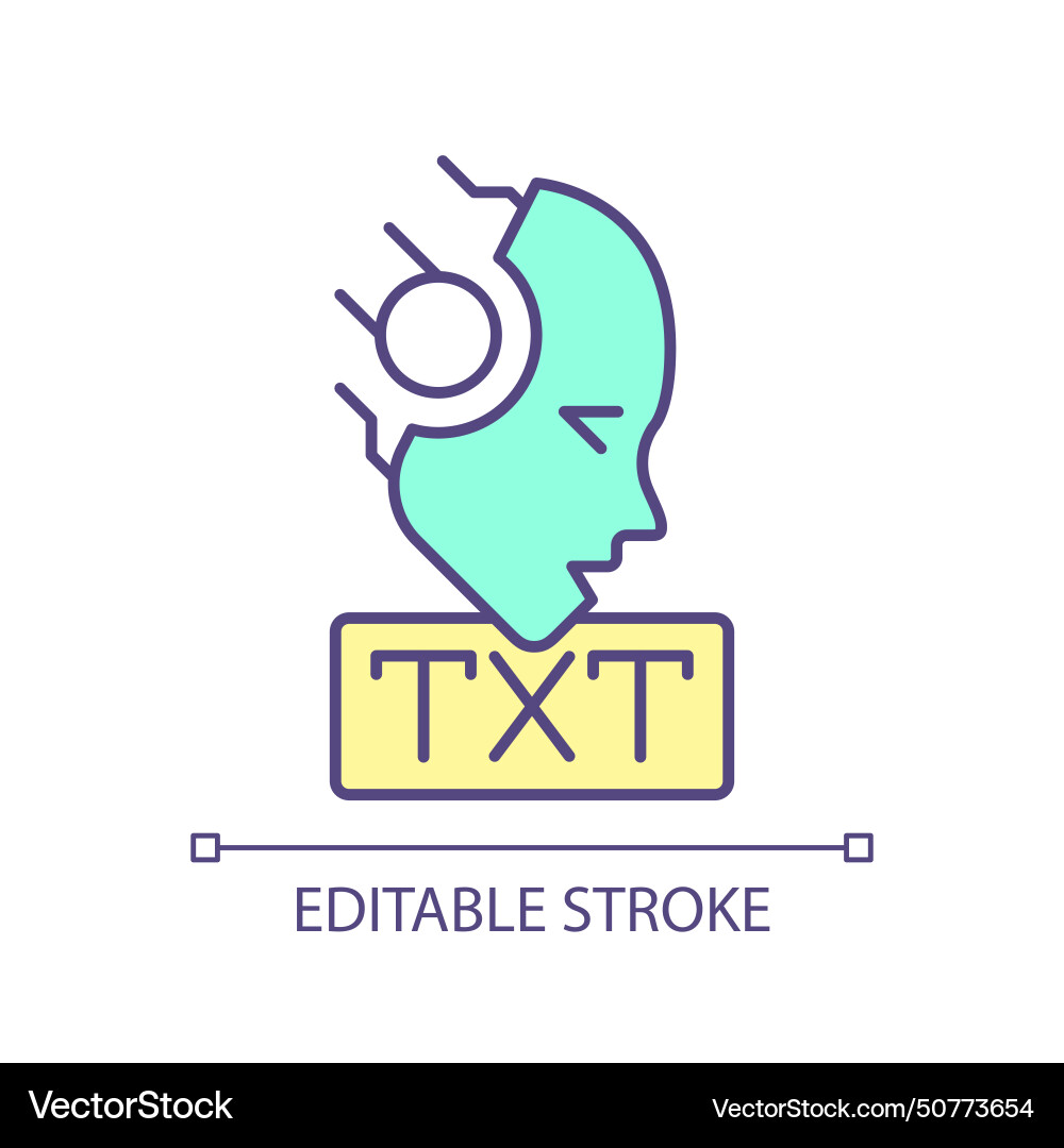 Ai text processing rgb color icon Ai text processing rgb color icon vector image