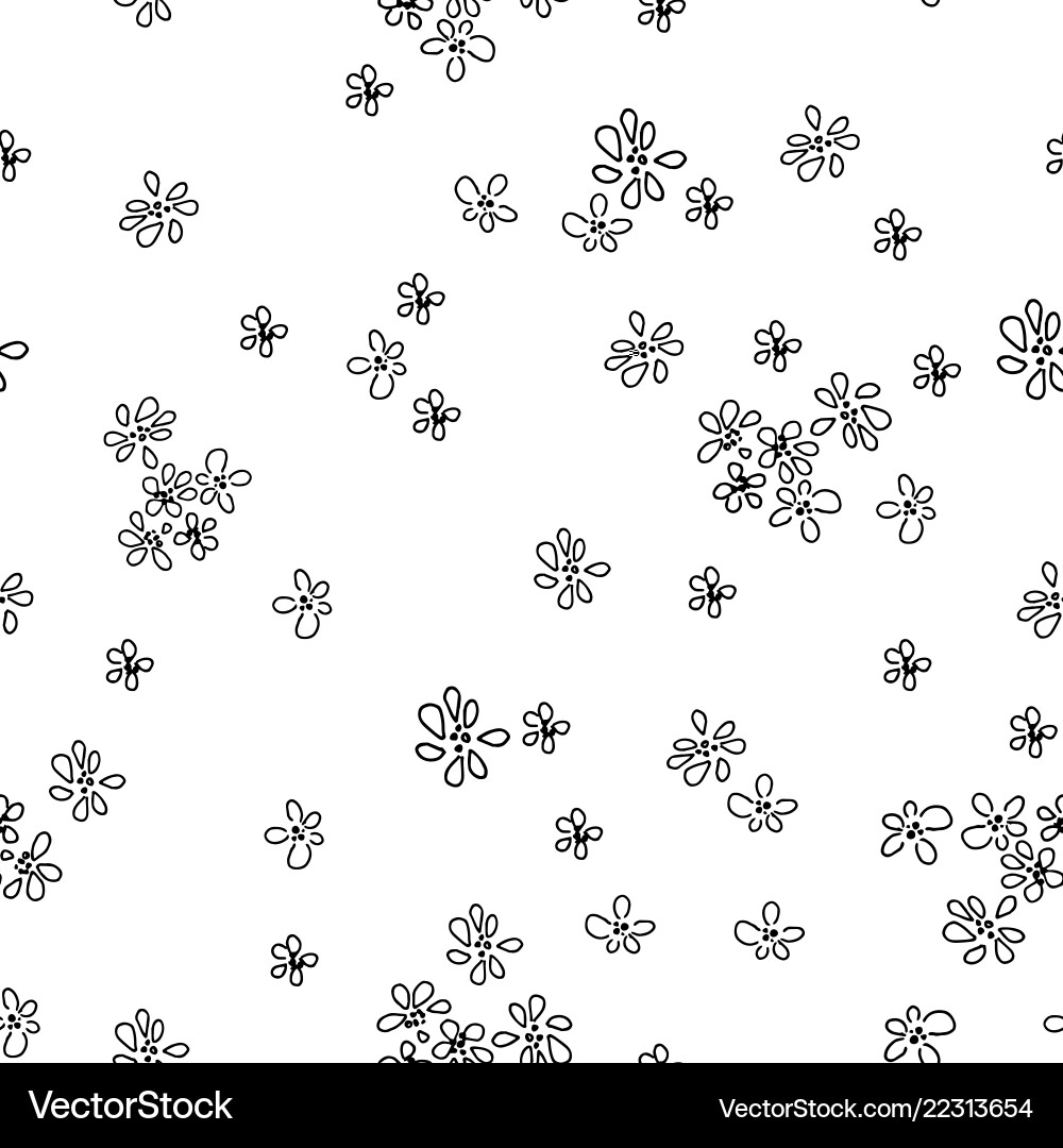 Black and White Floral Pattern Vector Image