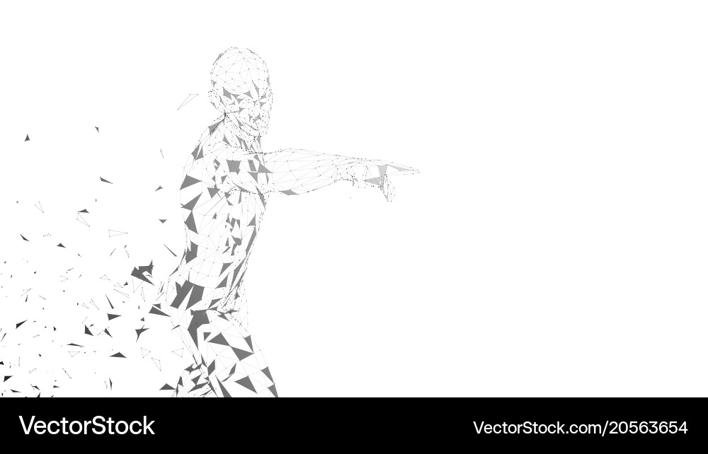 Conceptual abstract man touching or pointing vector image