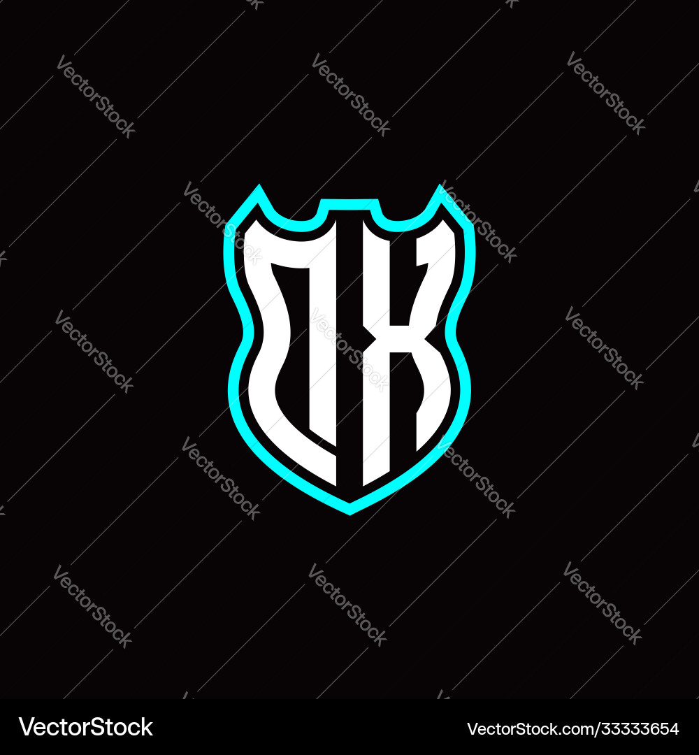 D x initial logo design with shield shape vector image