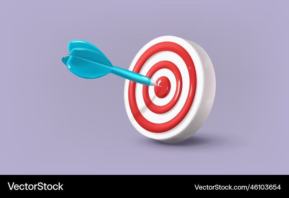 Dart Arrow Hits Target - 3D Render vector image