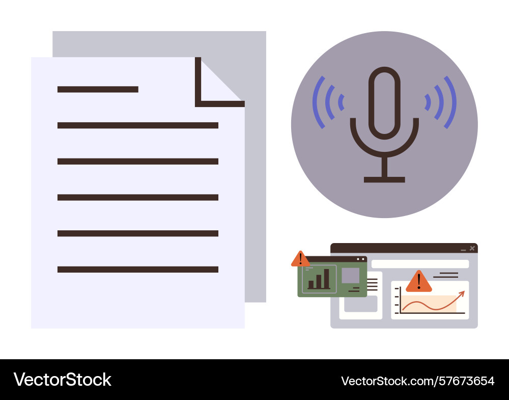 Document microphone recording and data analysis vector image