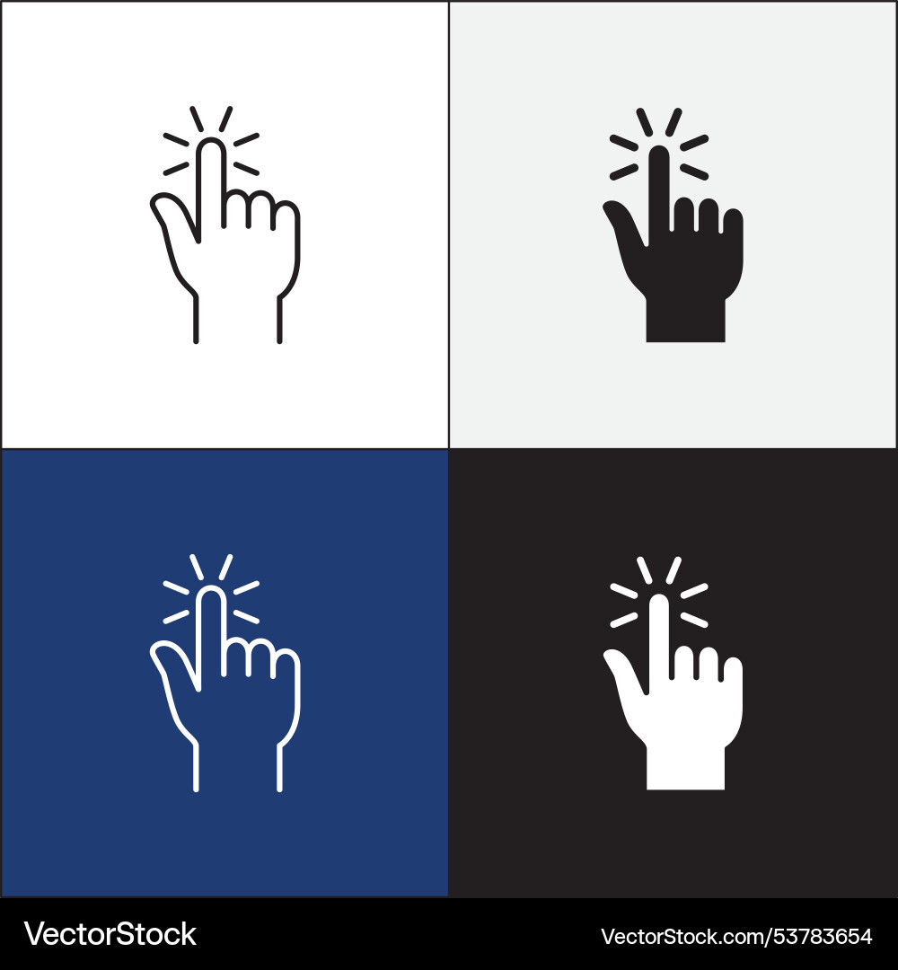 Finger touch screen gesture icon set single click Finger touch screen gesture icon set single click vector image