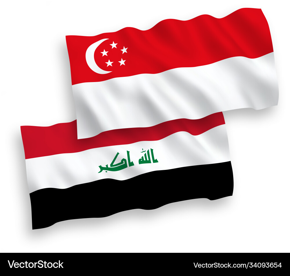 Flags iraq and singapore on a white background Flags iraq and singapore on a white background vector image