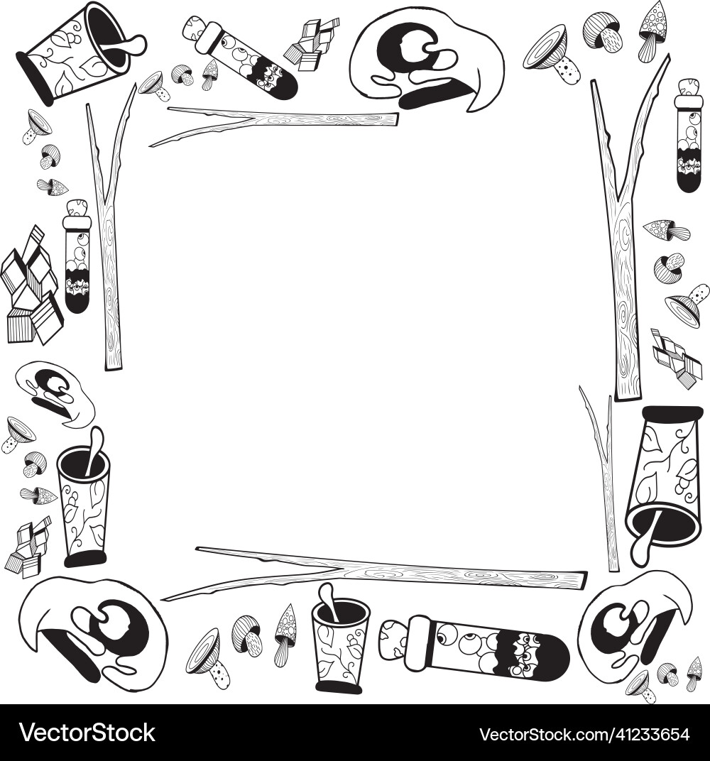 Frame with fantasy objects Frame with fantasy objects Vector Image