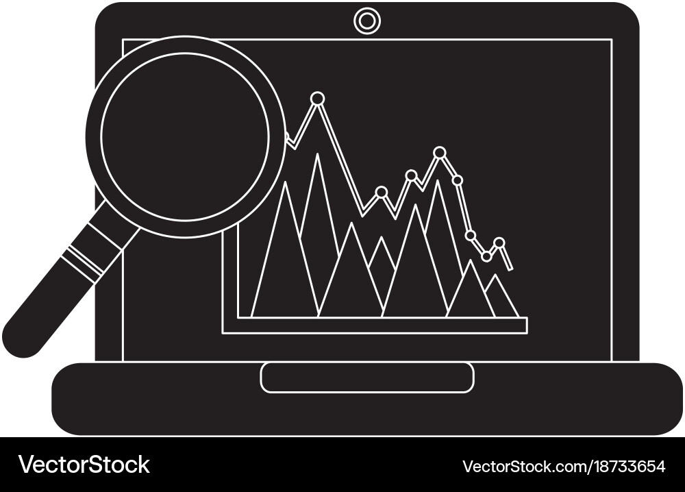 Graph chart on laptop screen icon image vector image
