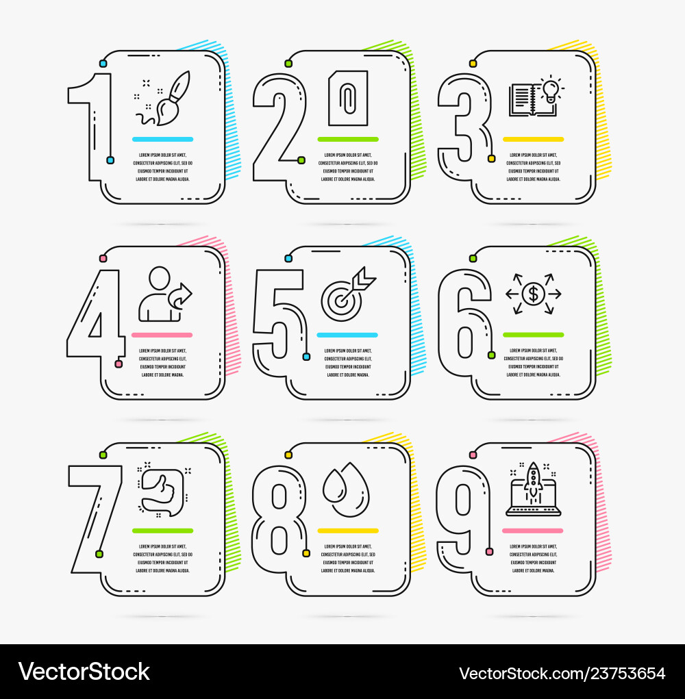 Infographic template with numbers 9 options set Vector Image