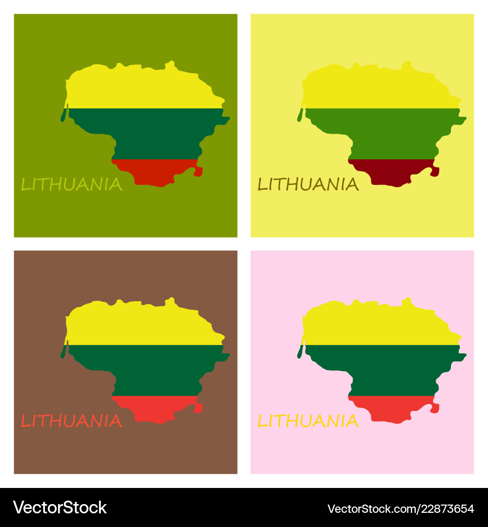 Map of lithuania with flag as texture isolated Vector Image