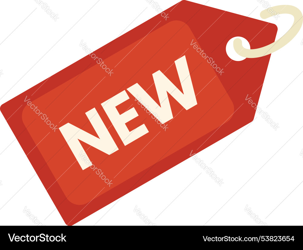 Red price tag with string displaying new sign vector image