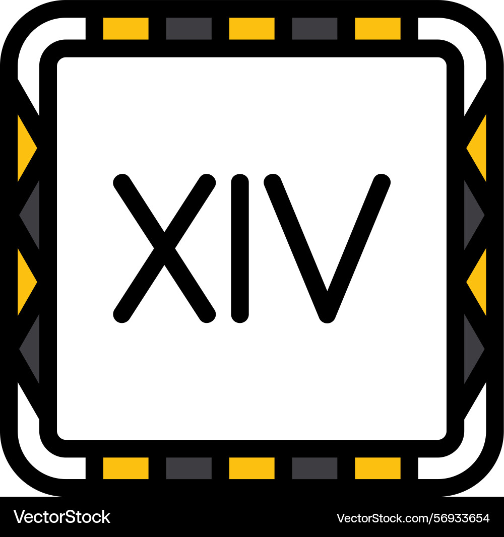 Roman numeral xiv line filled style icon design Vector Image