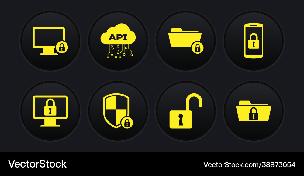 Set lock on monitor smartphone with shield Set lock on monitor smartphone with shield vector image