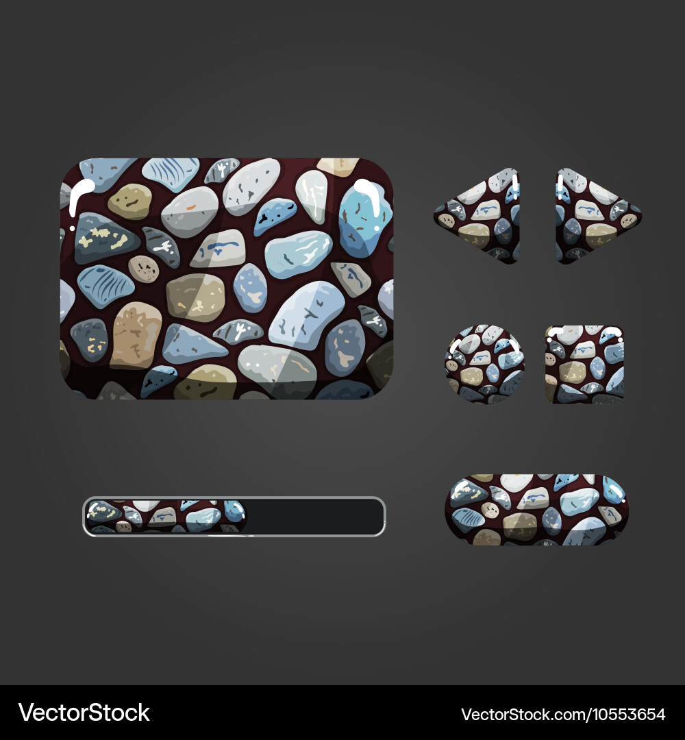 Set of stone different buttons vector image