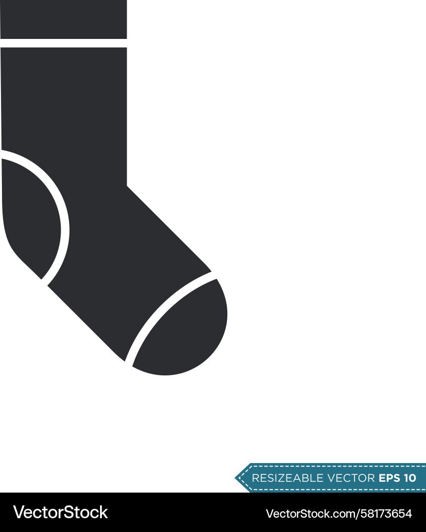 Sock Icon - Flat Style Template Vector Image