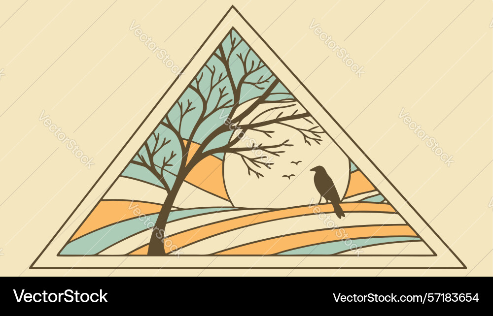 Winter tree landscape triangle design generative Vector Image
