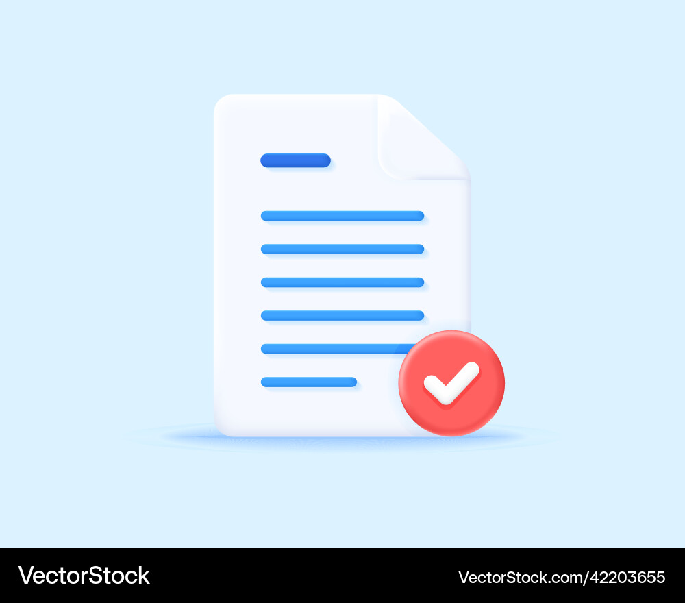 3d check file realistic icon design 3d check file realistic icon design vector image