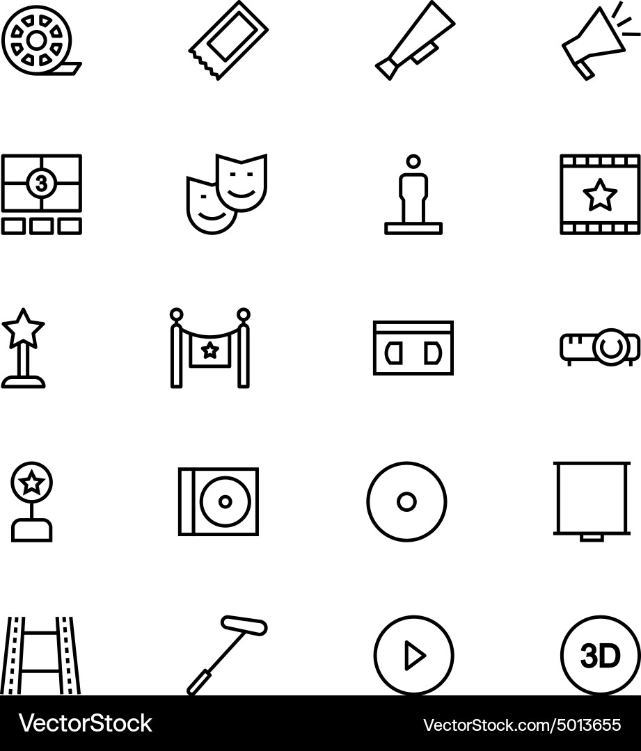 Cinema line icons 7 Vector Image