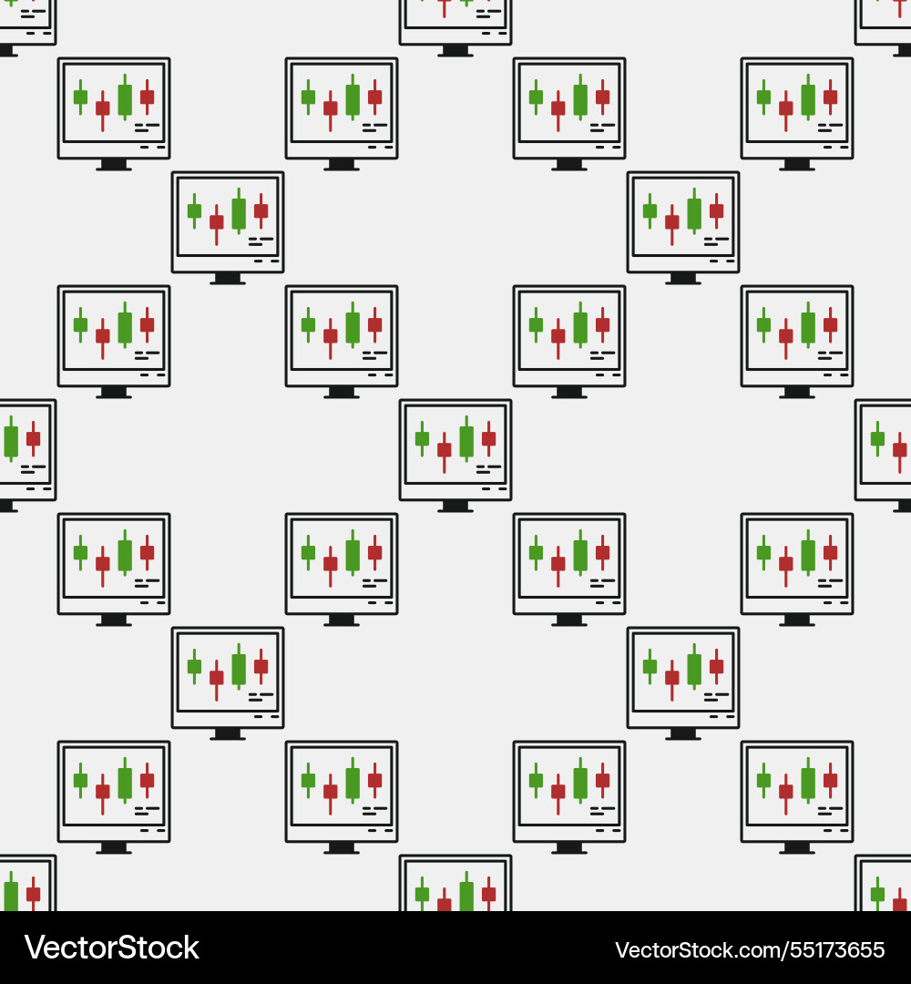 Computer with candlestick chart crypto investment Vector Image