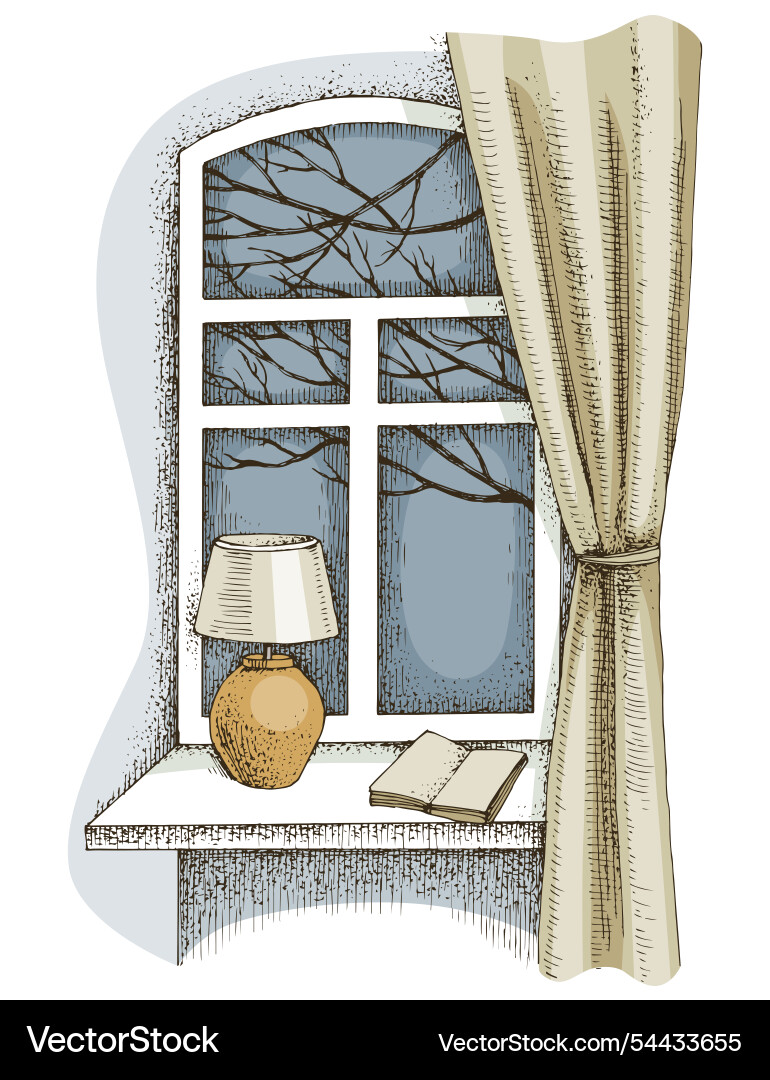 Cozy Apartment Window Scene Vector Image