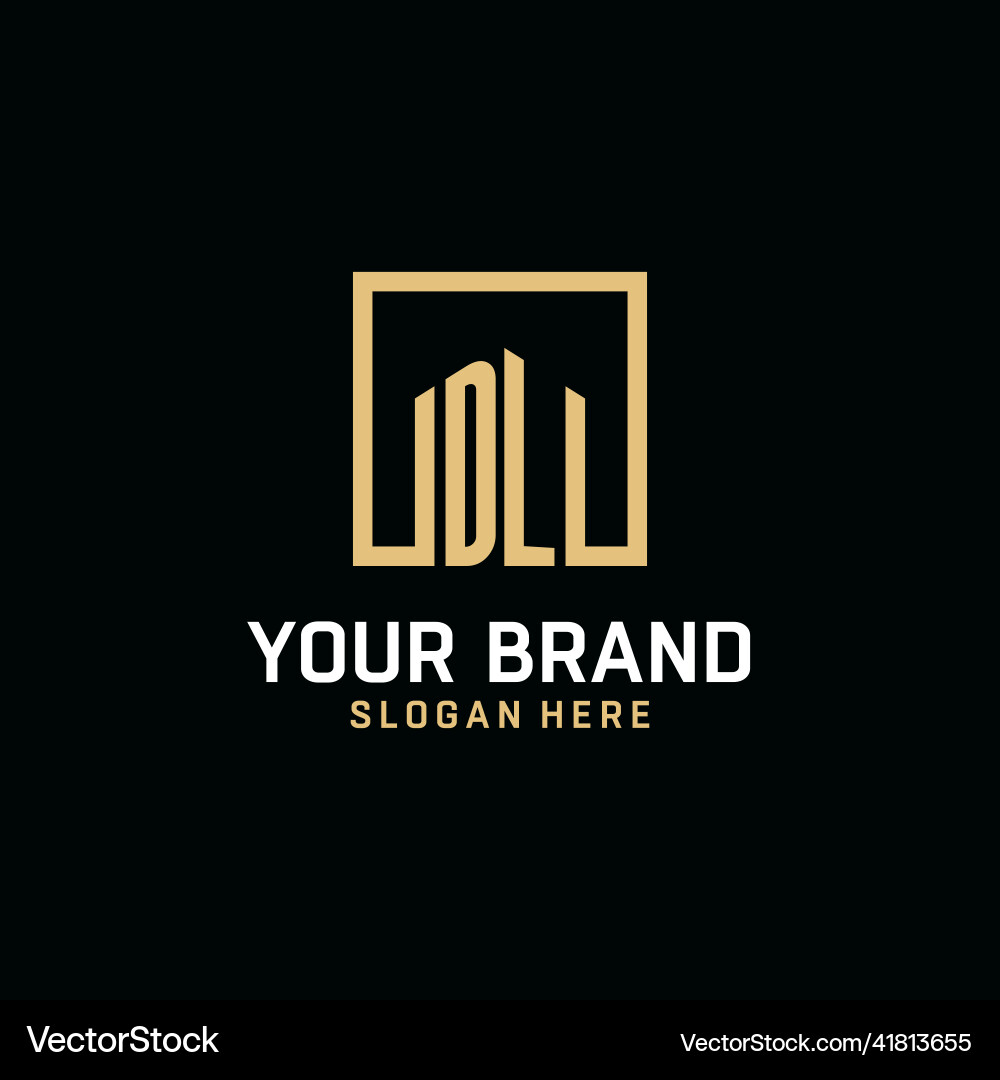 Dl initial monogram logo design with square shape Dl initial monogram logo design with square shape vector image