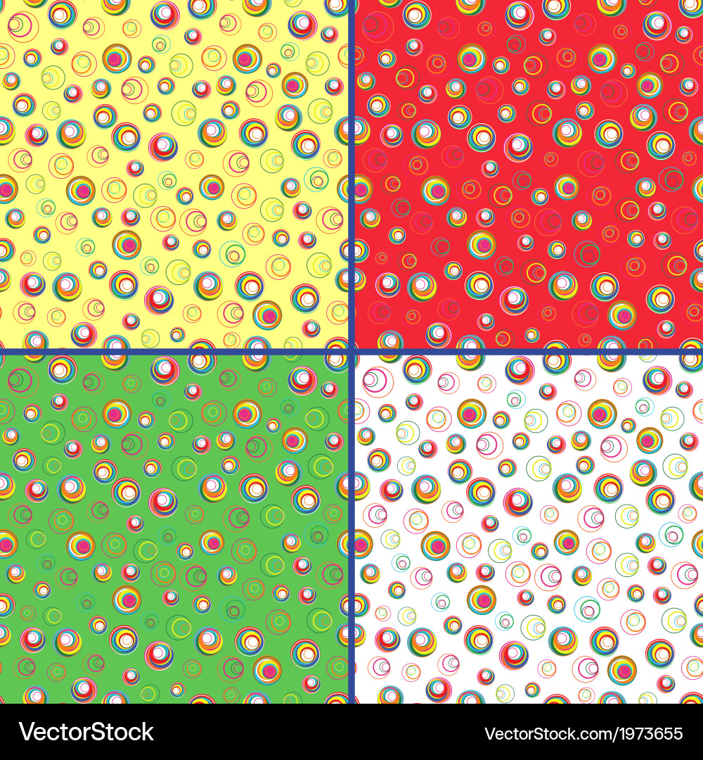 Four seamless patterns with colorful circles vector image