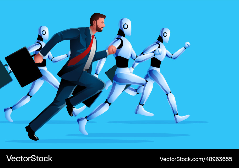 Gradient businessman running robot Gradient businessman running robot vector image