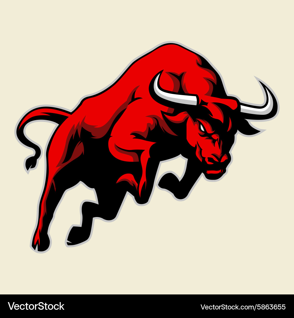 Jumping red bull Royalty Free Vector Image - VectorStock
