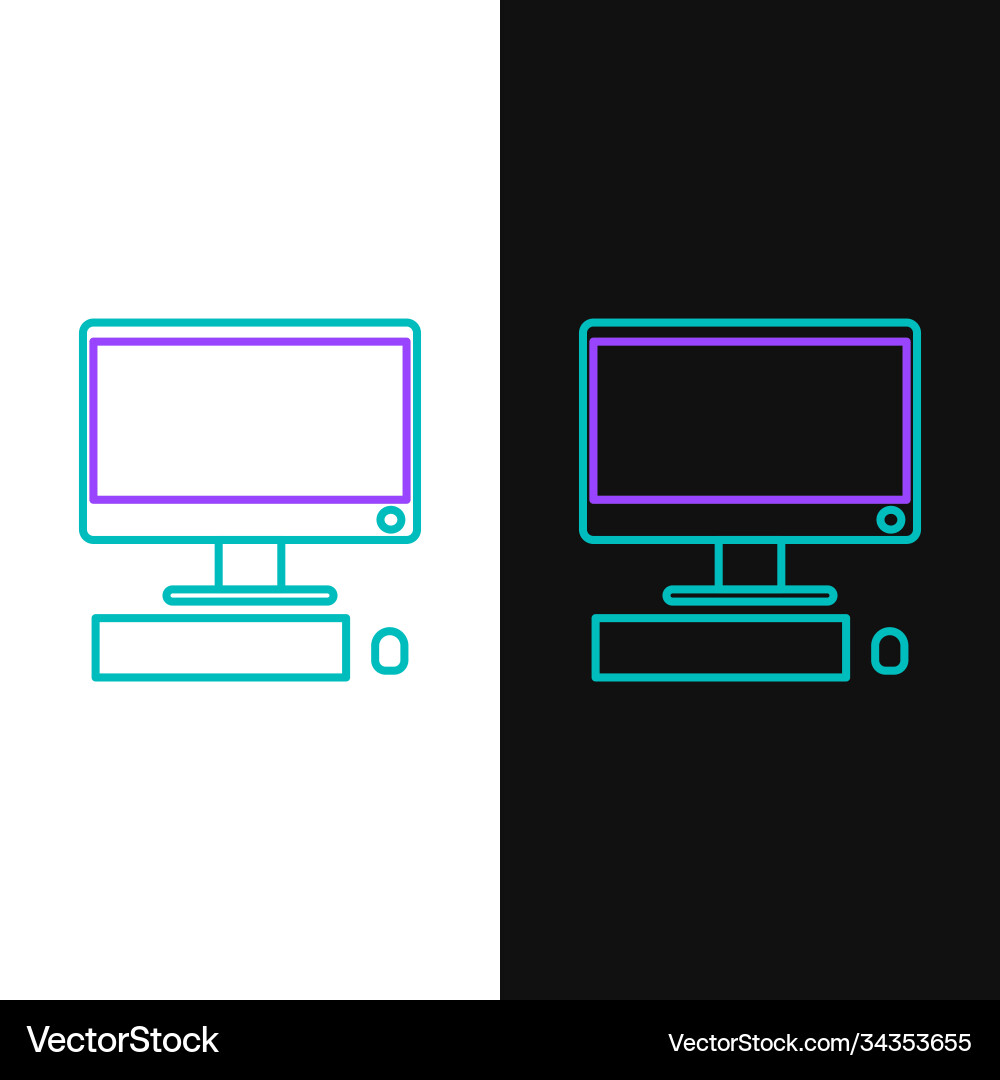 Line computer monitor with keyboard and mouse icon Line computer monitor with keyboard and mouse icon vector image