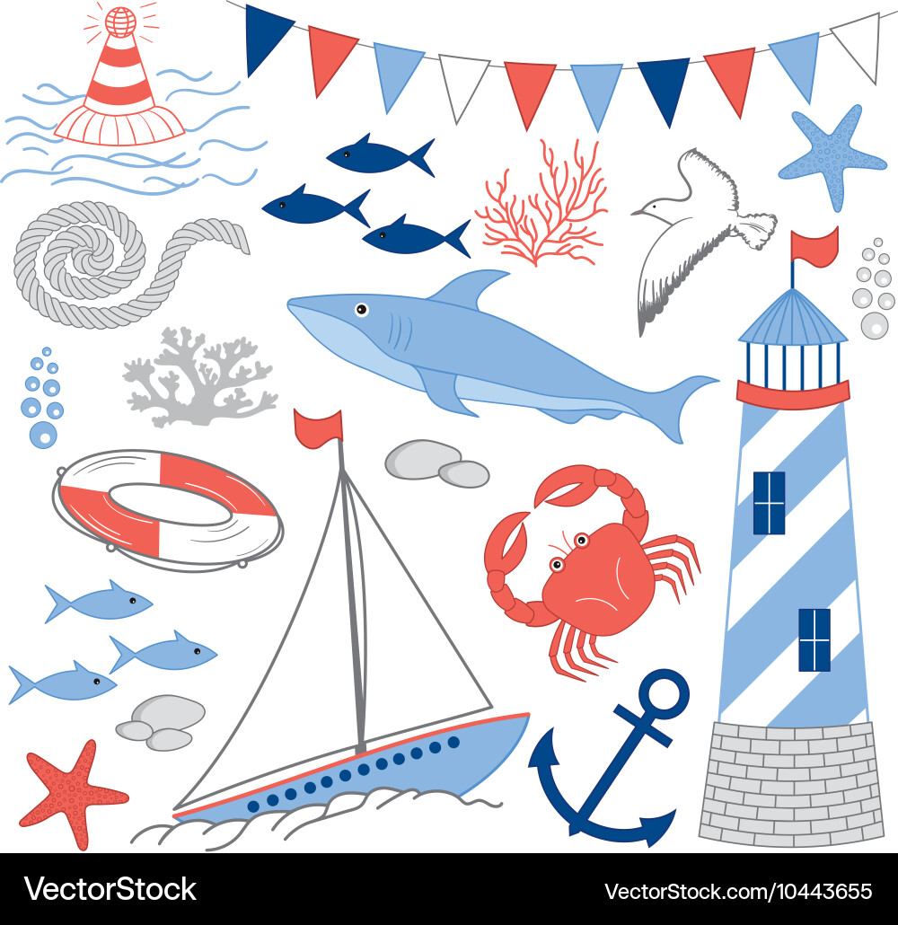 Nautical set Royalty Free Vector Image - VectorStock