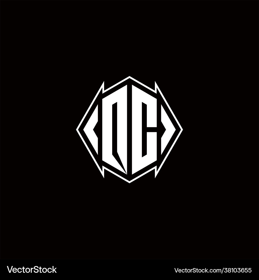 Qc logo monogram with shield shape designs vector image