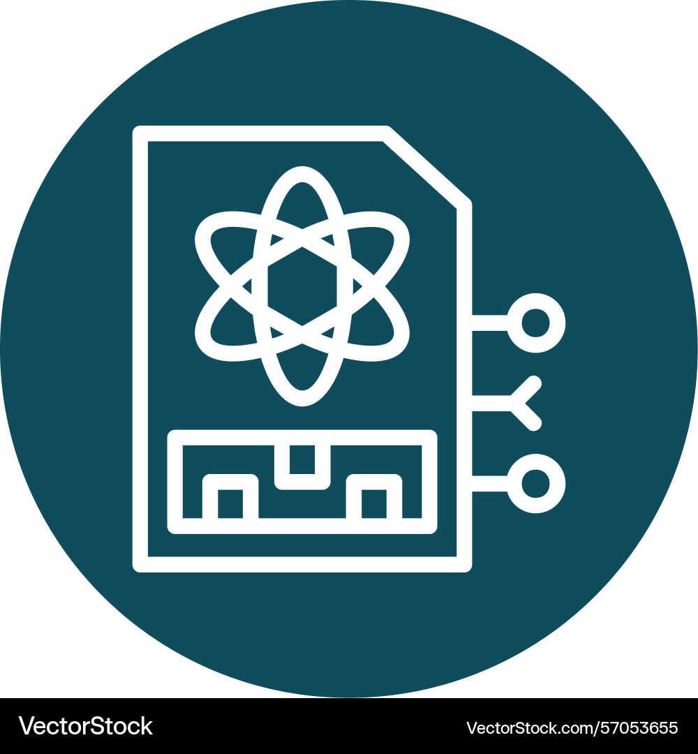 Quantum memory line circle style icon design vector image