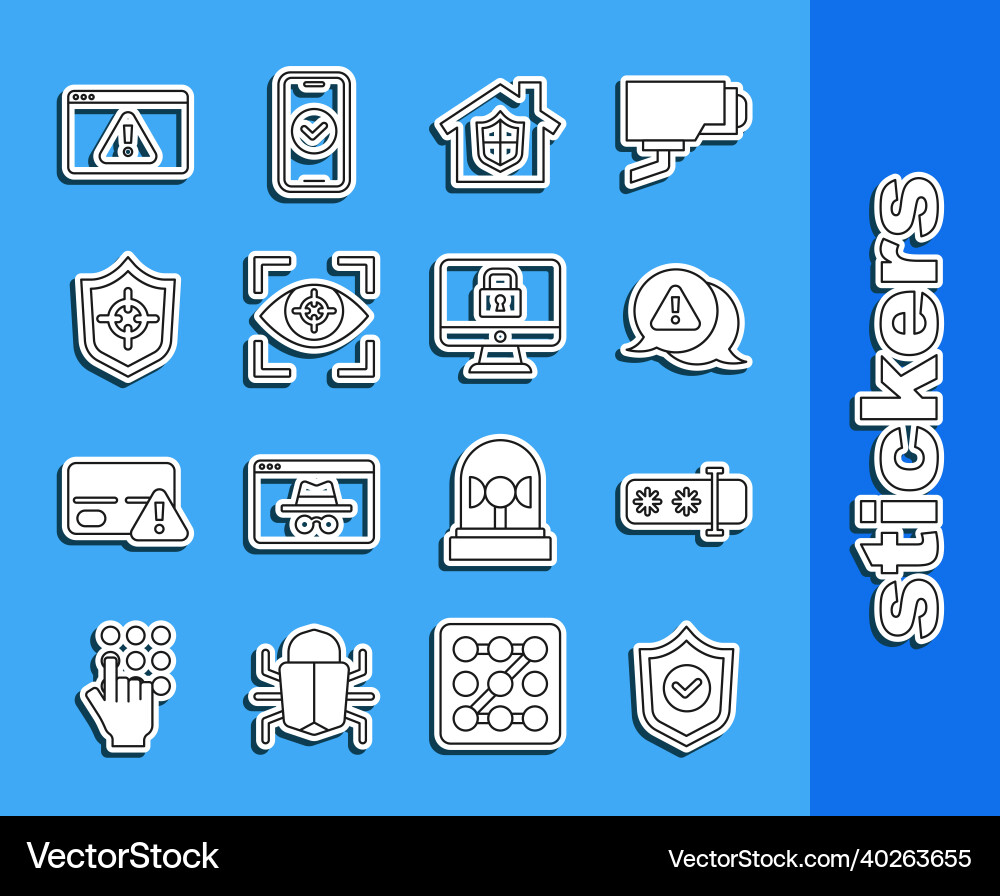Set line shield with check mark password Set line shield with check mark password vector image
