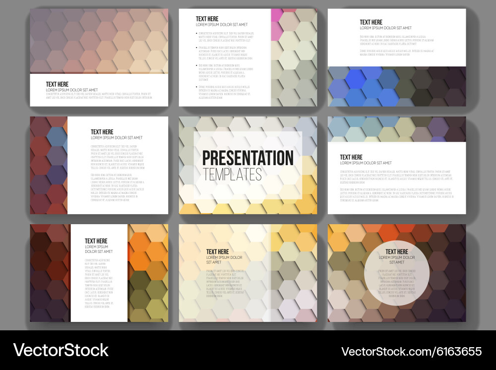 Set of 9 templates for presentation slides vector image