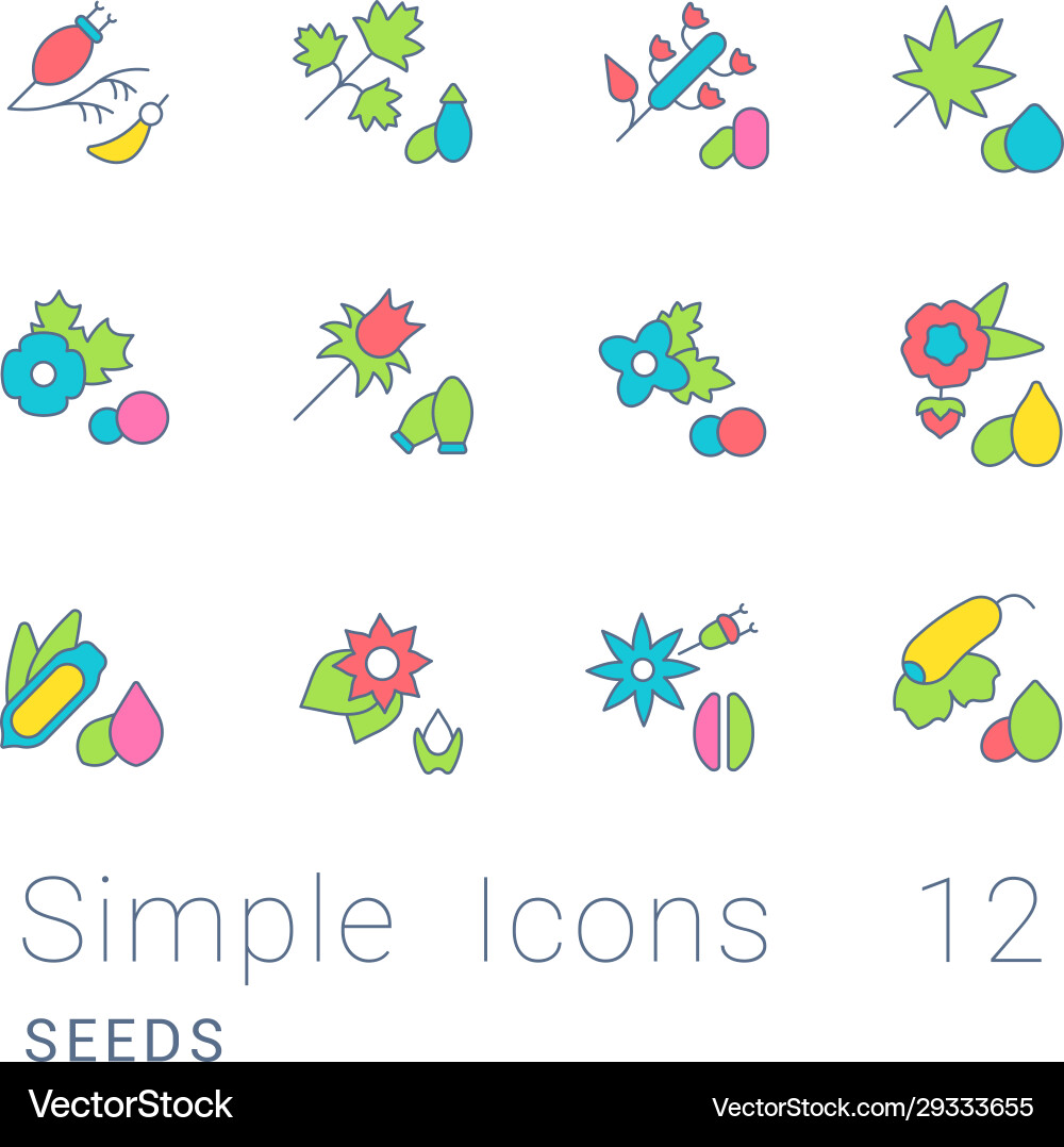 Set simple line icons seeds Set simple line icons seeds vector image