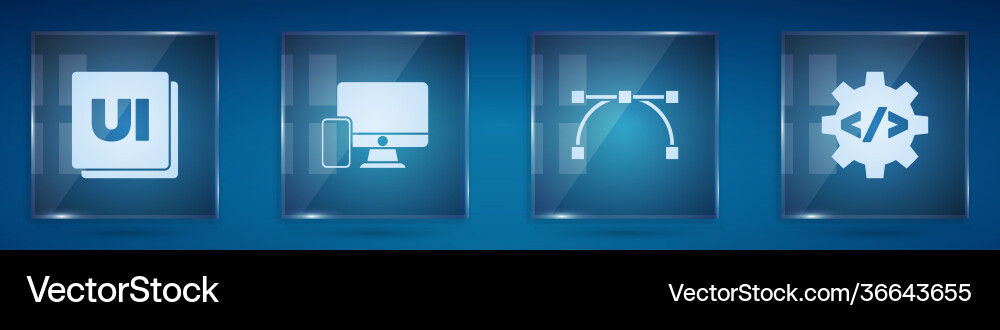 Set ui or ux design monitor and mobile bezier Vector Image