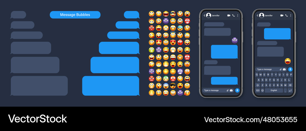 Smartphone messaging app user interface Smartphone messaging app user interface vector image