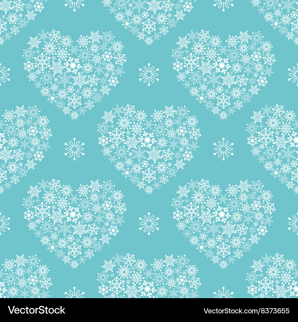 Snowflake Heart Seamless Pattern vector image