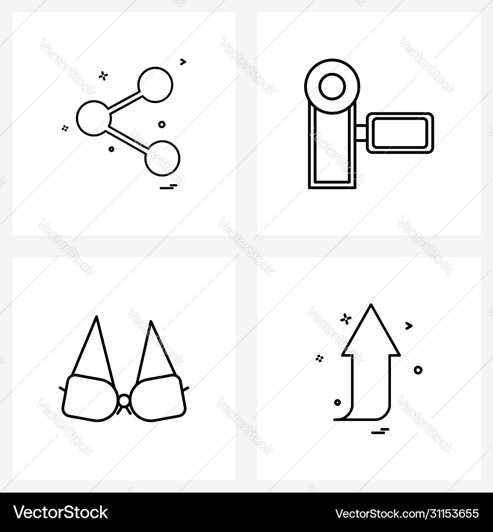 Ui set 4 basic line icons share bra user vector image