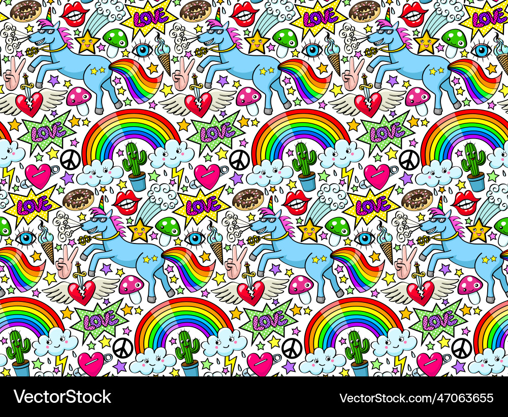 Unicorn background with different elements Unicorn background with different elements vector image