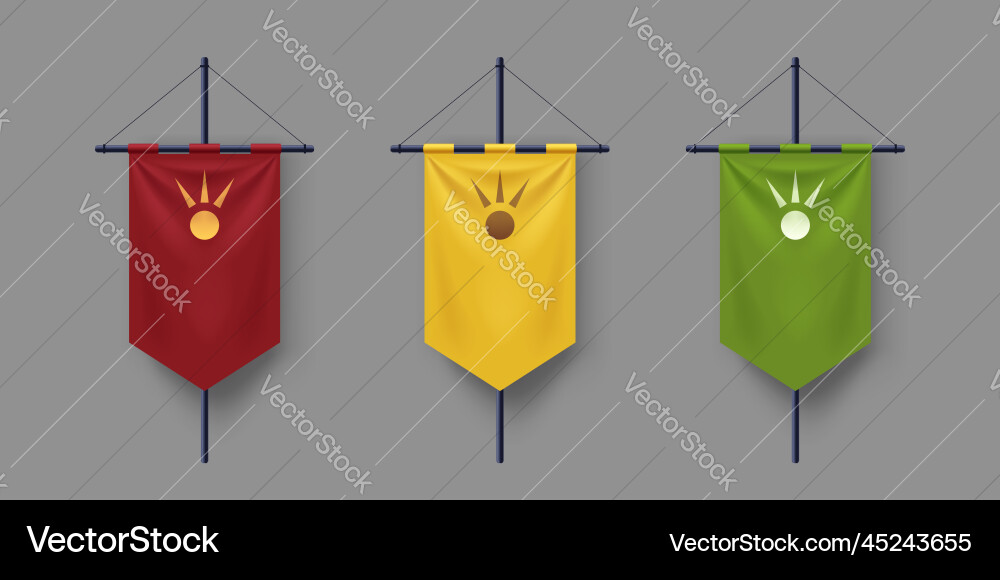 Various medieva flags front view in set Vector Image