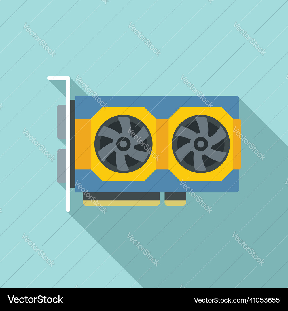 Video card processor icon flat computer Video card processor icon flat computer Vector Image