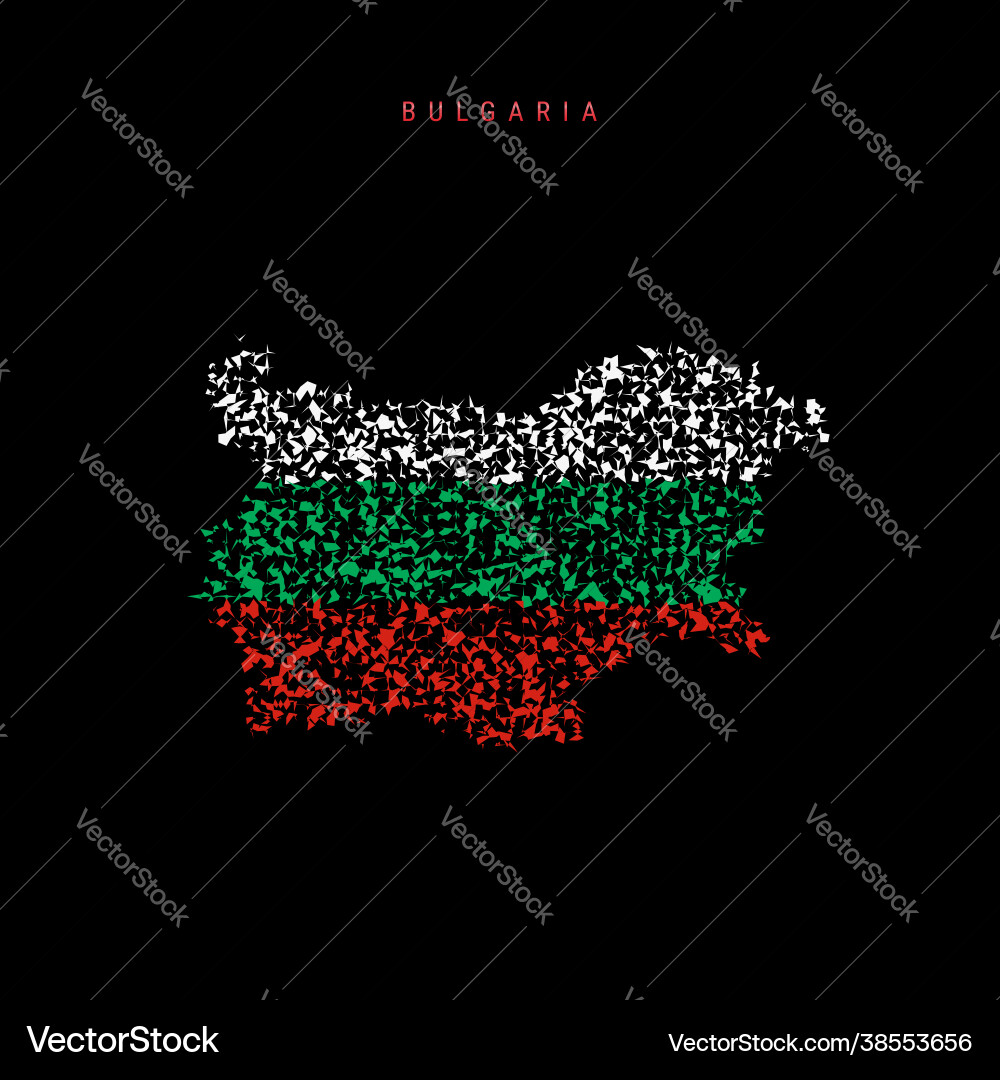 Bulgaria flag map chaotic particles pattern Bulgaria flag map chaotic particles pattern vector image