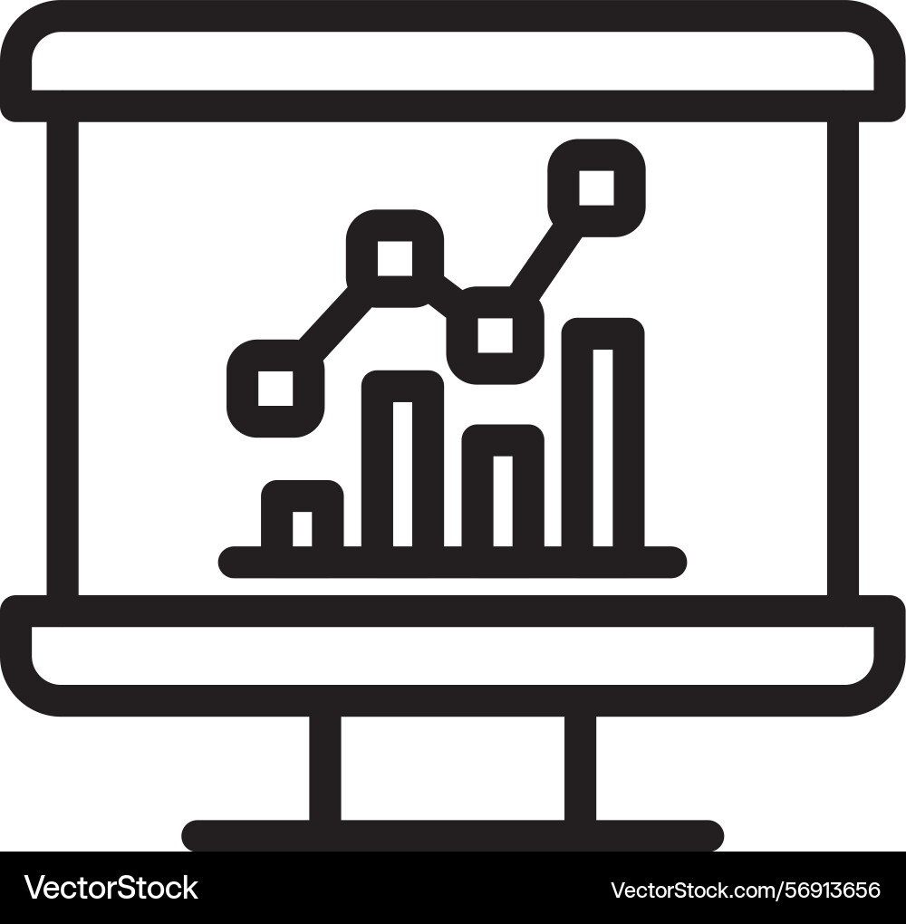 Chart bar linear style icon design vector image
