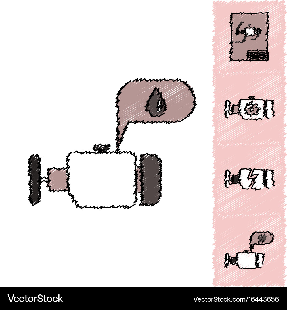 Collection of icons and car service in hatching Vector Image