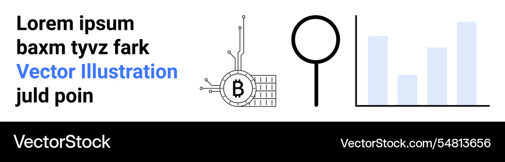 Cryptocurrency concept with bitcoin magnifying Cryptocurrency concept with bitcoin magnifying vector image