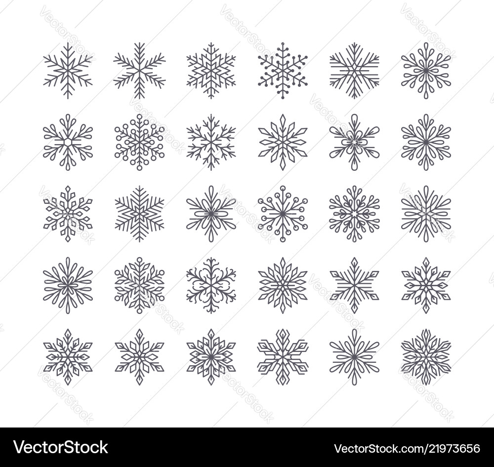 Cute snowflakes collection isolated on white Cute snowflakes collection isolated on white vector image