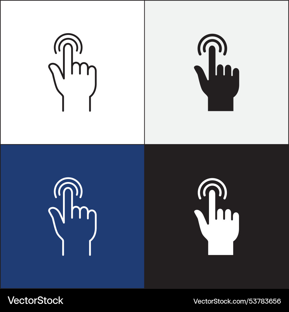 Finger touch screen gesture icon set double click Finger touch screen gesture icon set double click vector image