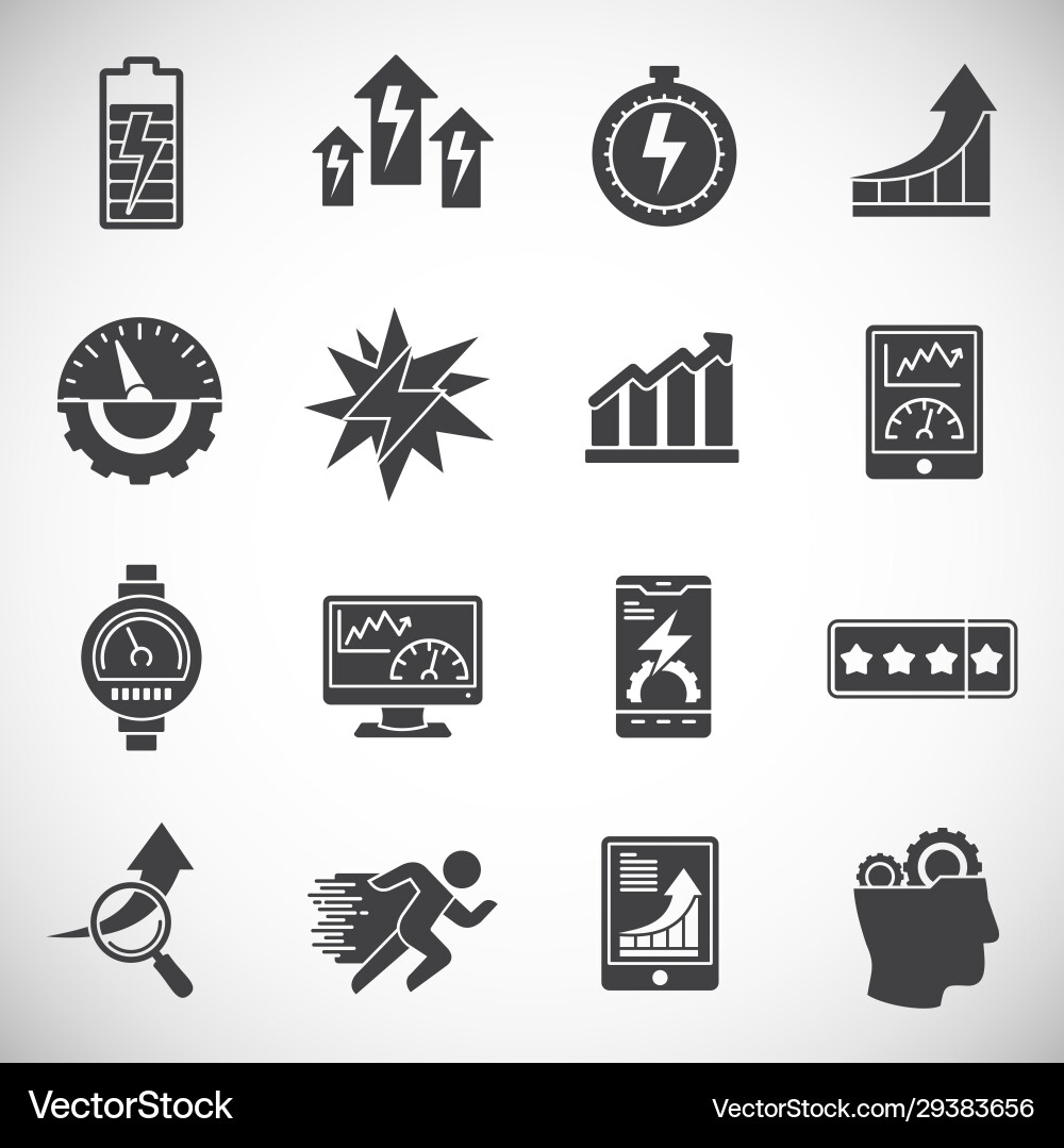 High performance related icons set on background Vector Image