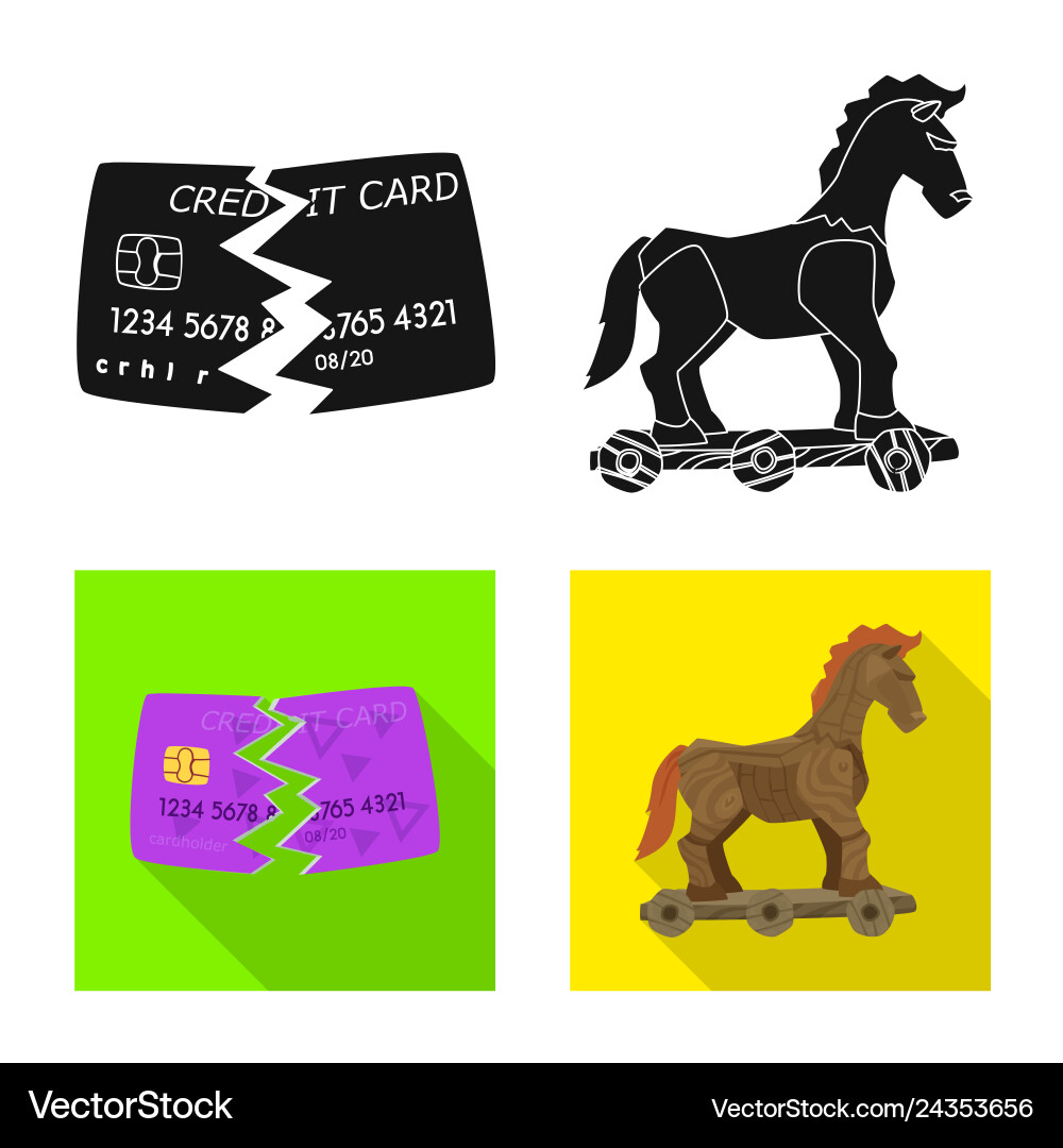 Isolated object of virus and secure sign set vector image