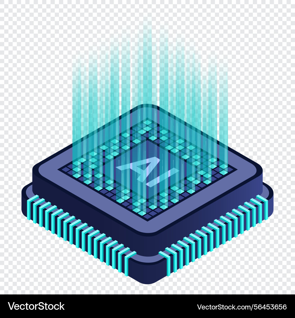 Isometric artificial intelligence chip concept Vector Image